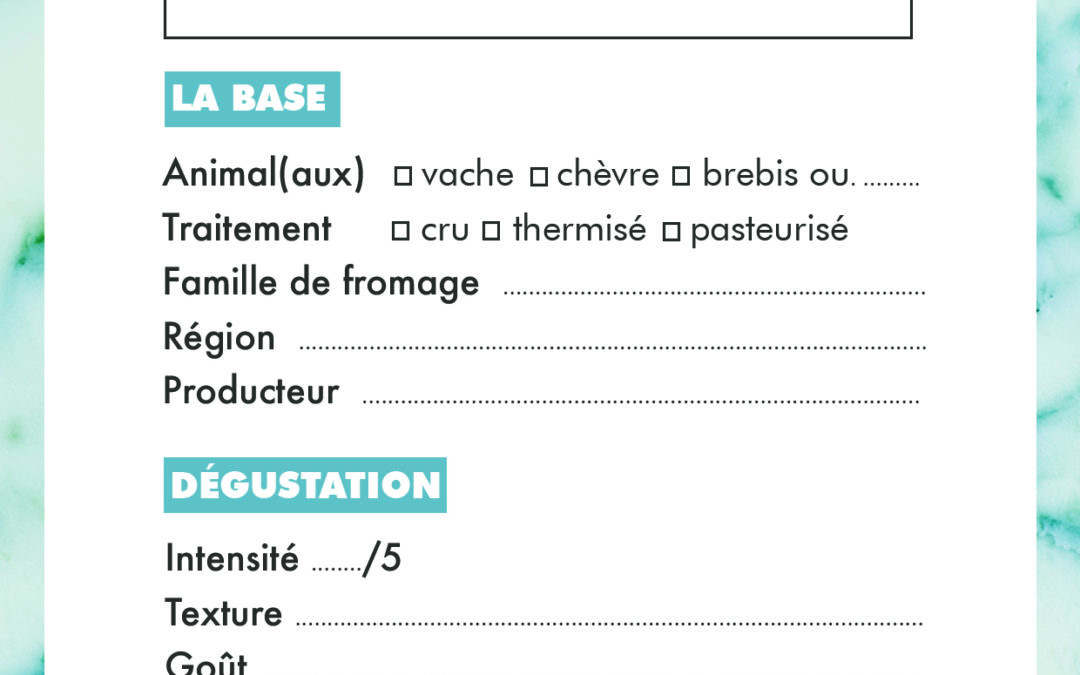 Fiche de dégustation pour mieux déguster son fromage